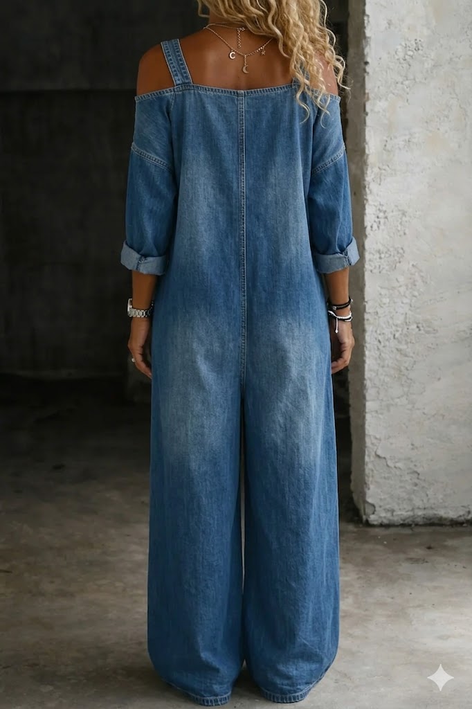 Stephanie | Off Shoulder Denim Jumpsuit