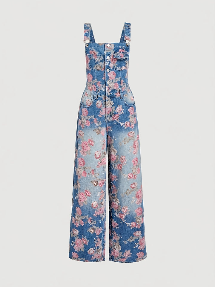 Rosalie | Floral Denim Overalls