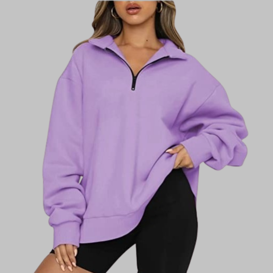 TENLEY™ - Sweat-shirt décontracté oversize à manches longues et demi-zip