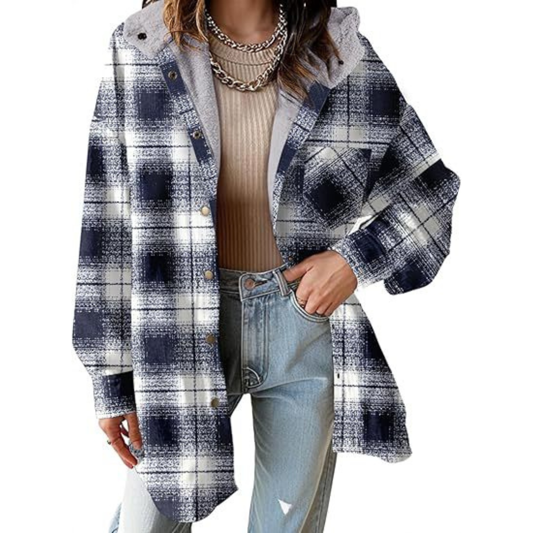 TALLULAH™ - Veste à carreaux à capuche coupe décontractée