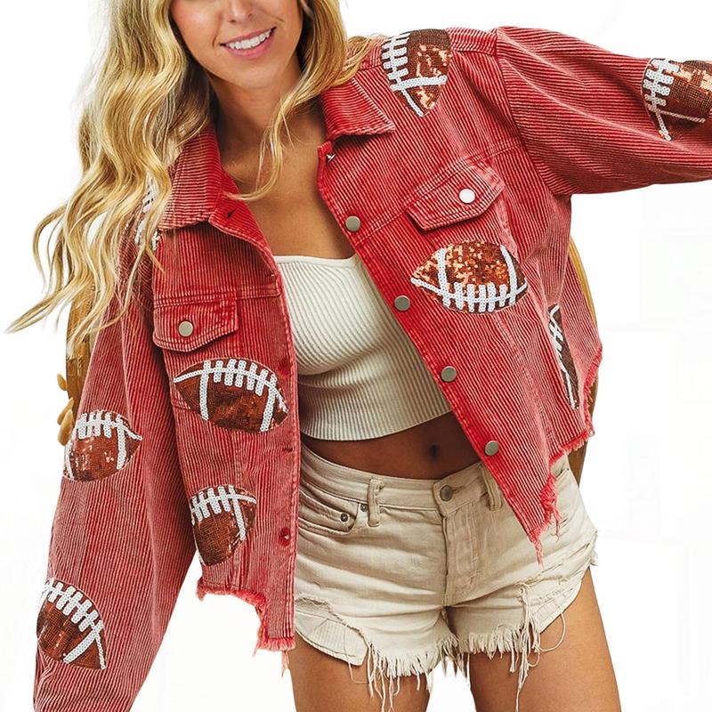 NERISSA™ - Veste de football courte, oversize et chic à boutons