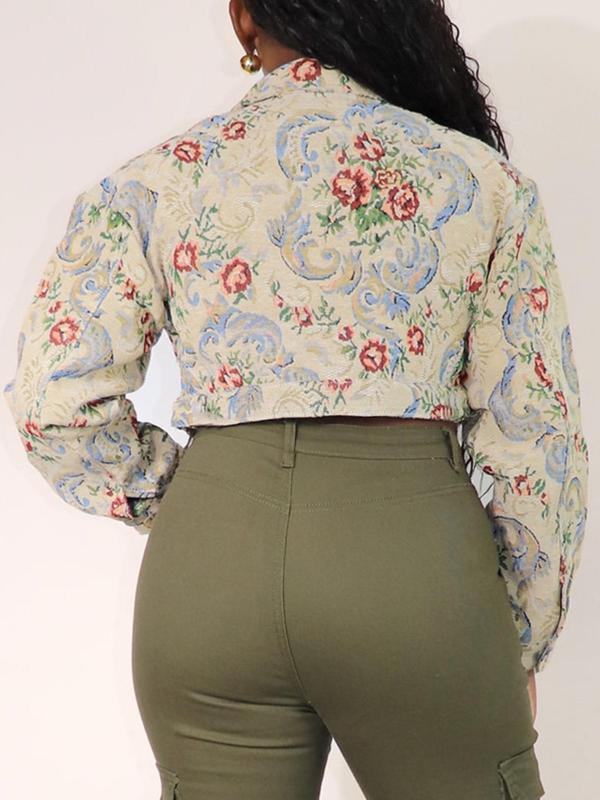 SIDA™ - Veste courte à manches longues et imprimé floral chic