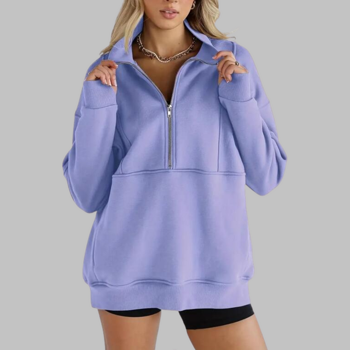 PSALM™ - Sweat-shirt oversize à manches longues et demi-zip, col confortable