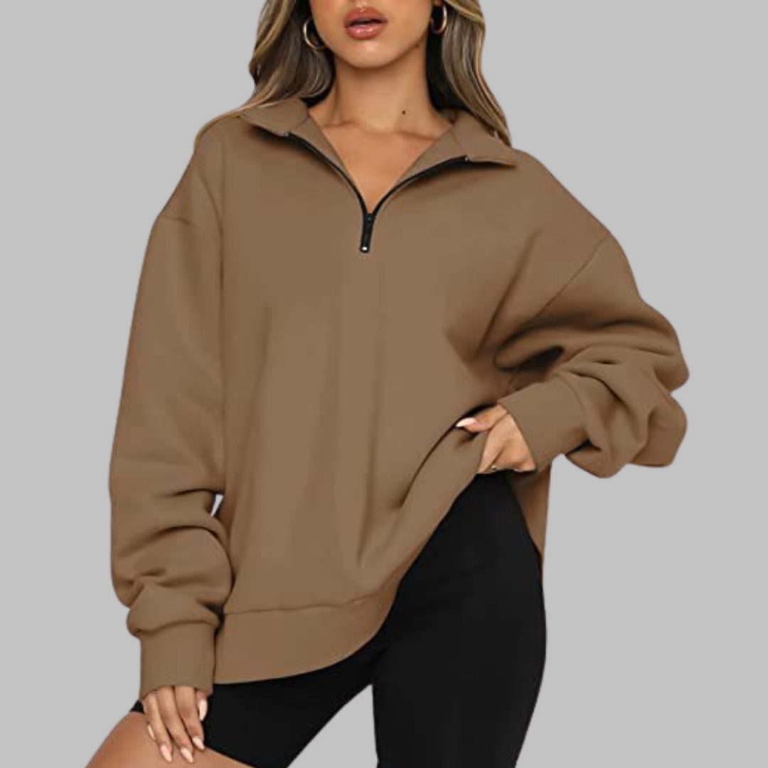 TENLEY™ - Sweat-shirt décontracté oversize à manches longues et demi-zip