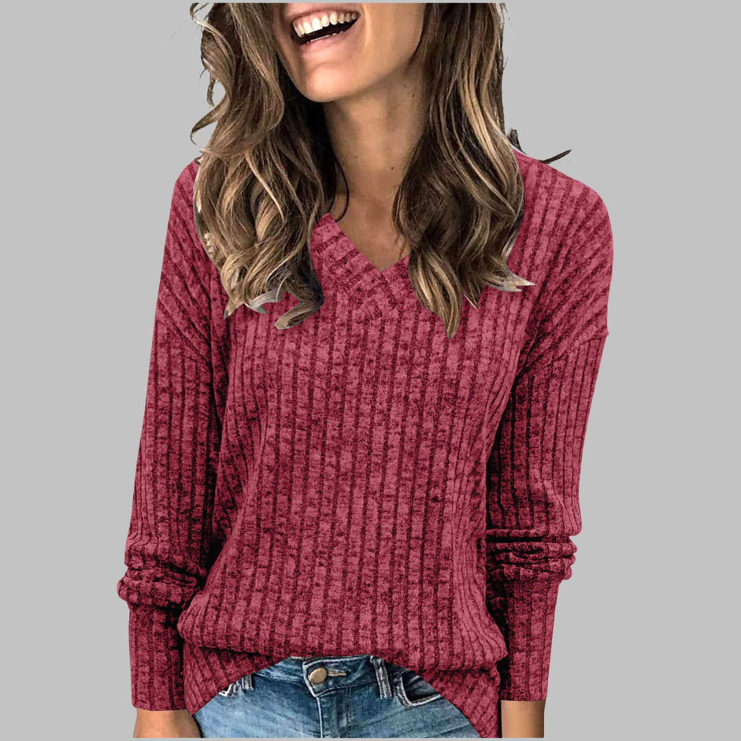 KASHA™ - Pull décontracté à manches longues et col en V