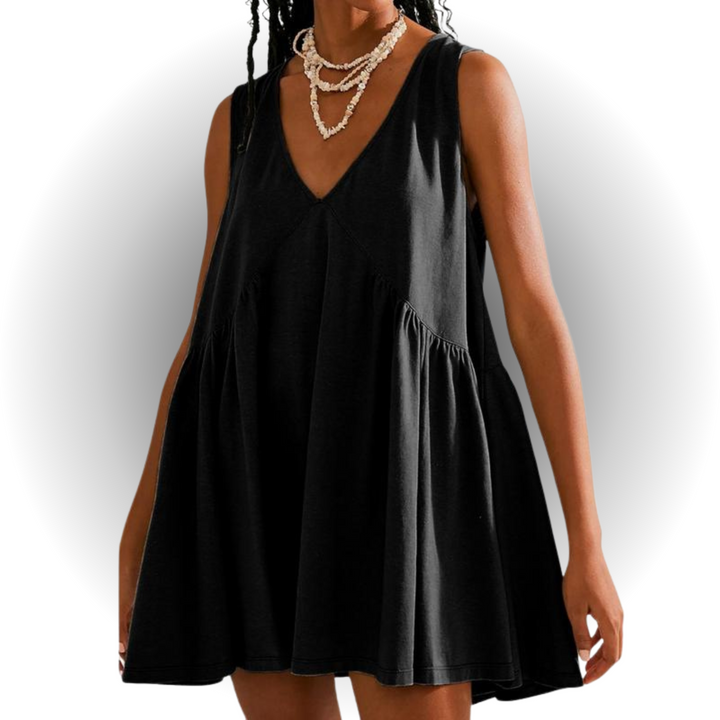 GARNETH™ – Robe mini d'été décontractée sans manches à col en V