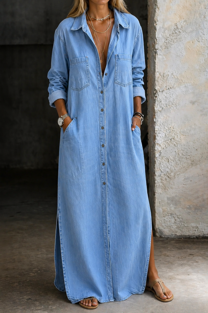 Margaret | Relaxed Denim Maxi Dress