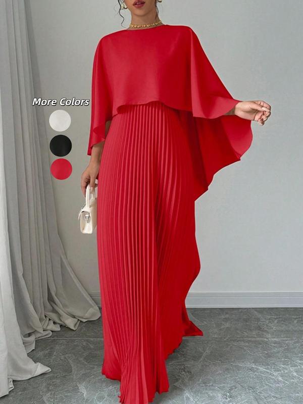 NORIE™ - Robe longue élégante à manches cape plissées