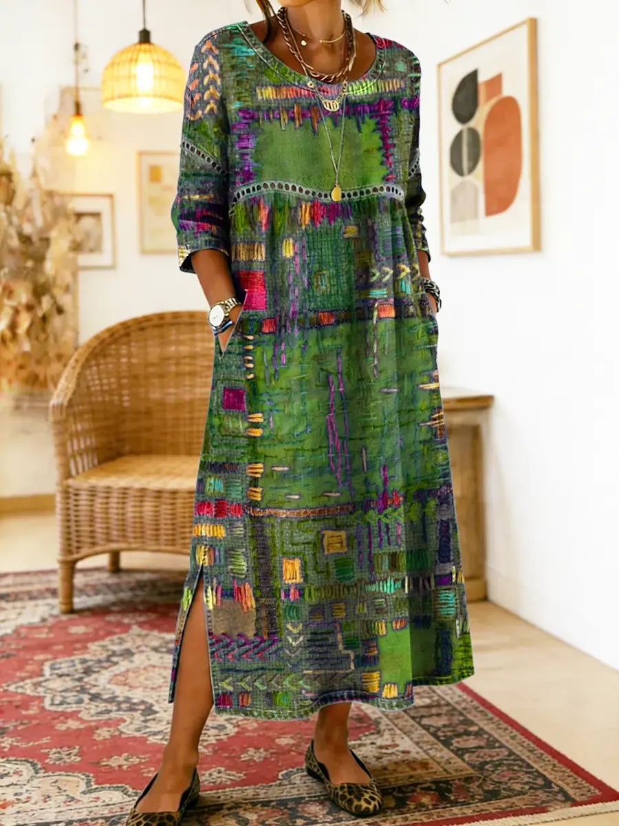 Celeste | Artistic Patchwork Maxi Dress