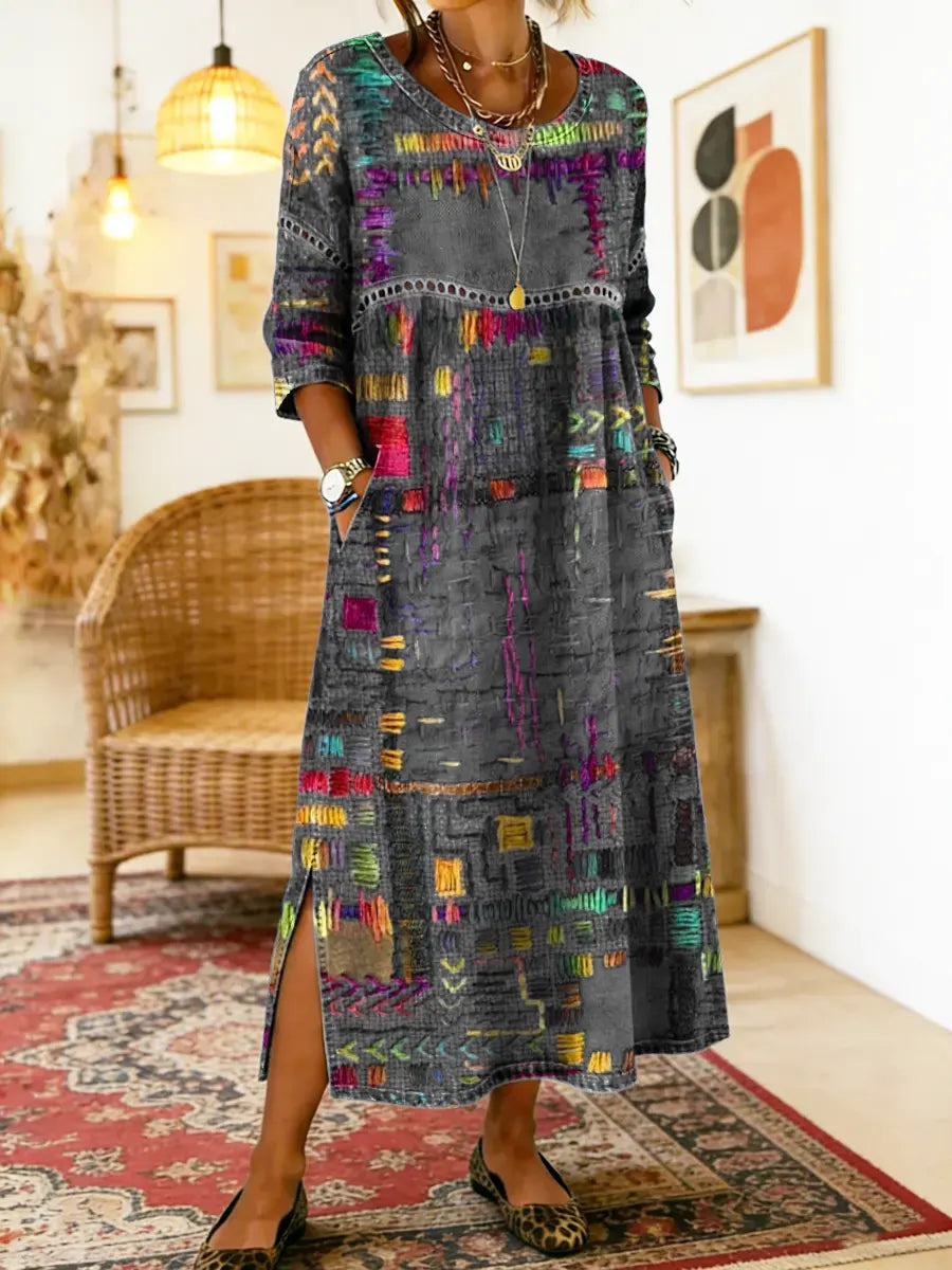 Celeste | Artistic Patchwork Maxi Dress