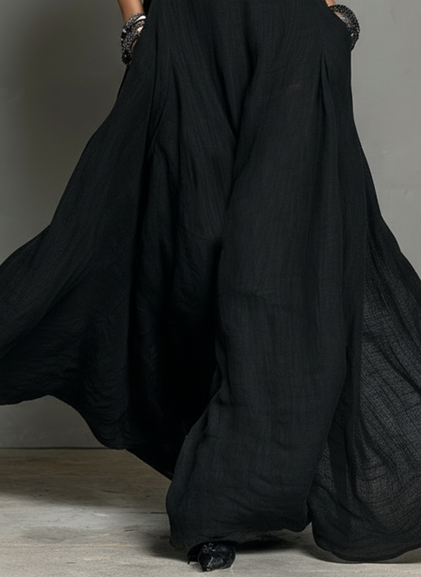 Robe longue sans manches dos nu en mélange de lin