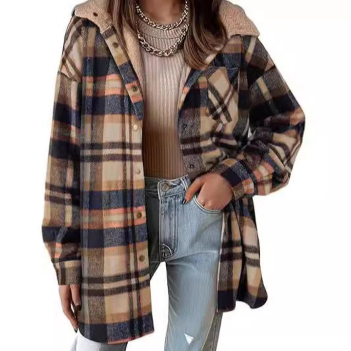 TALLULAH™ - Veste à carreaux à capuche coupe décontractée