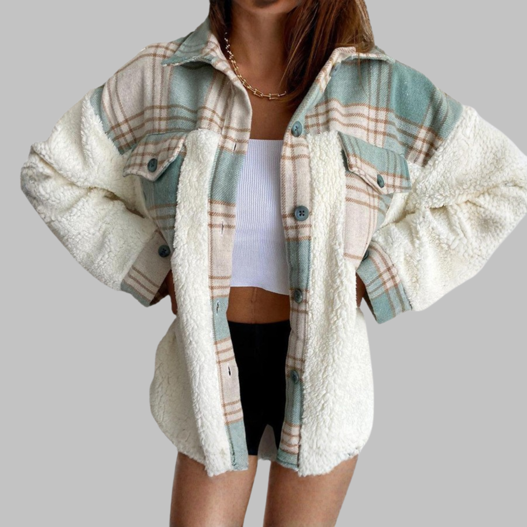 SUNNIE™ - Veste à carreaux confortable à manches longues et boutons