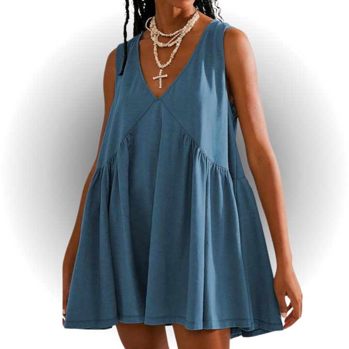 GARNETH™ – Robe mini d'été décontractée sans manches à col en V