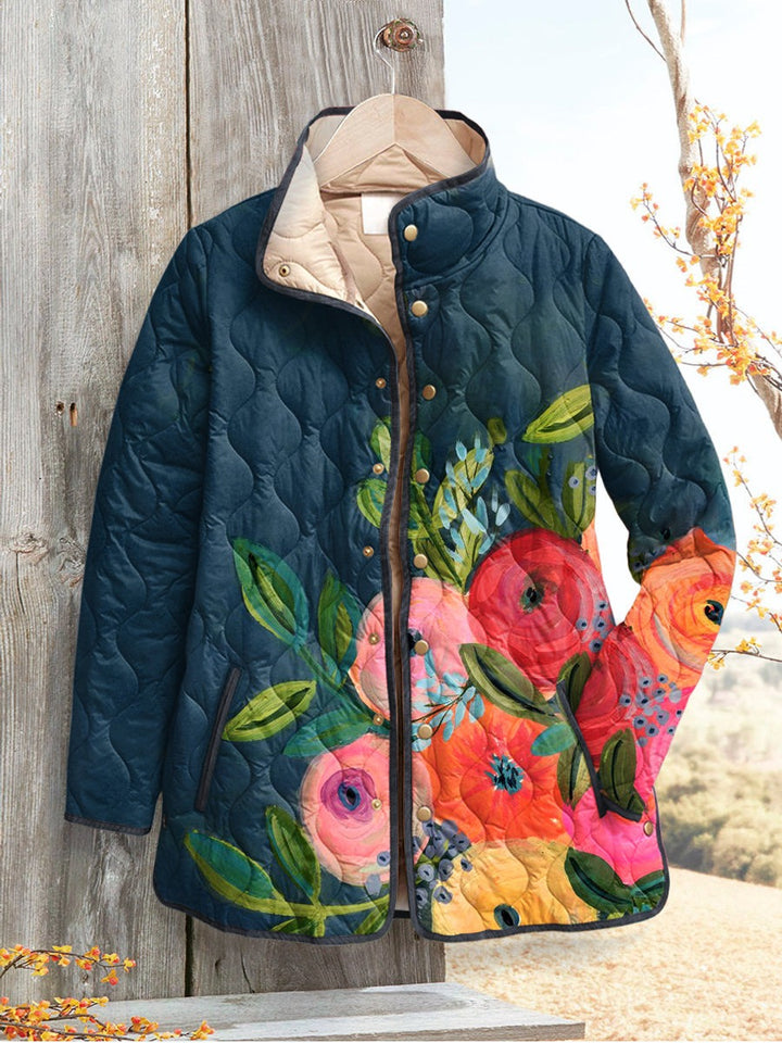 Kaia | Charming Vintage Floral Print Quilted Jacket