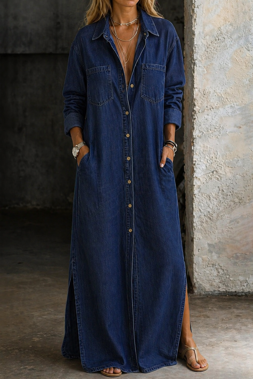 Margaret | Relaxed Denim Maxi Dress