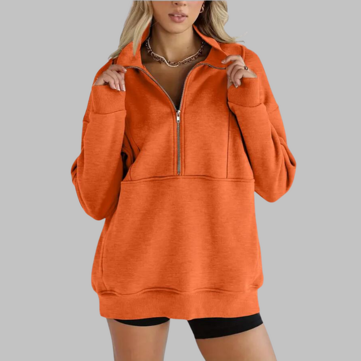 PSALM™ - Sweat-shirt oversize à manches longues et demi-zip, col confortable