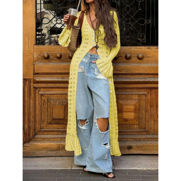 ADOWBI™ - Gilet boutonné ajusté à manches volantées chic