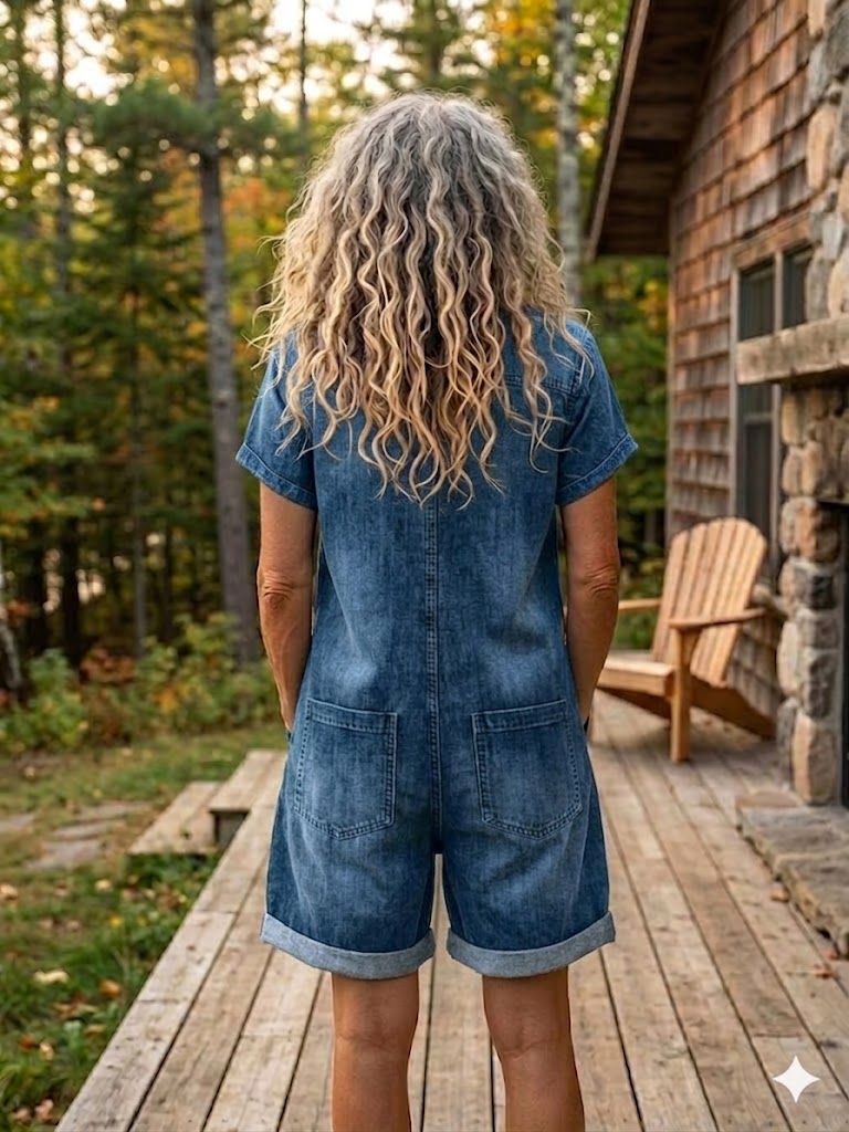 Combishort décontracté en jean pour femme