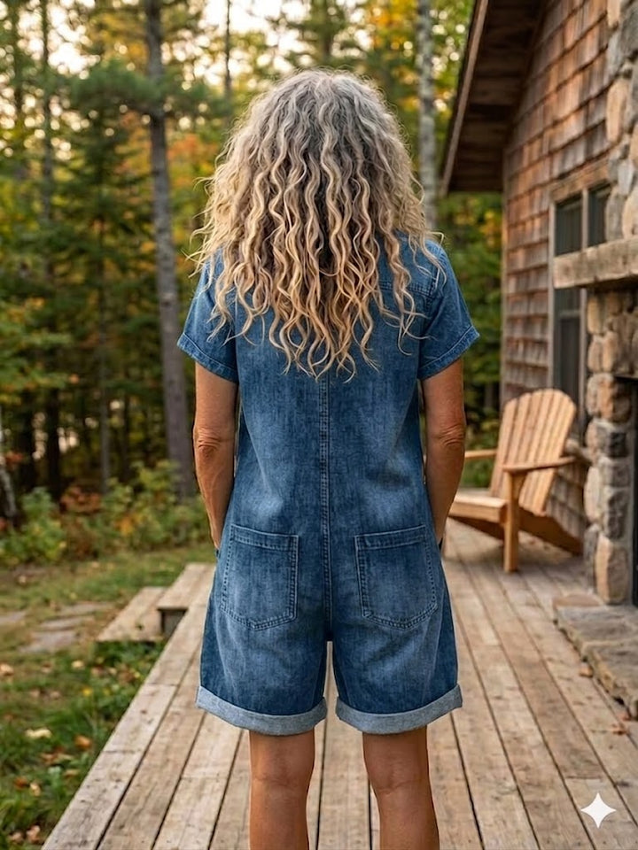 Combishort décontracté en jean pour femme