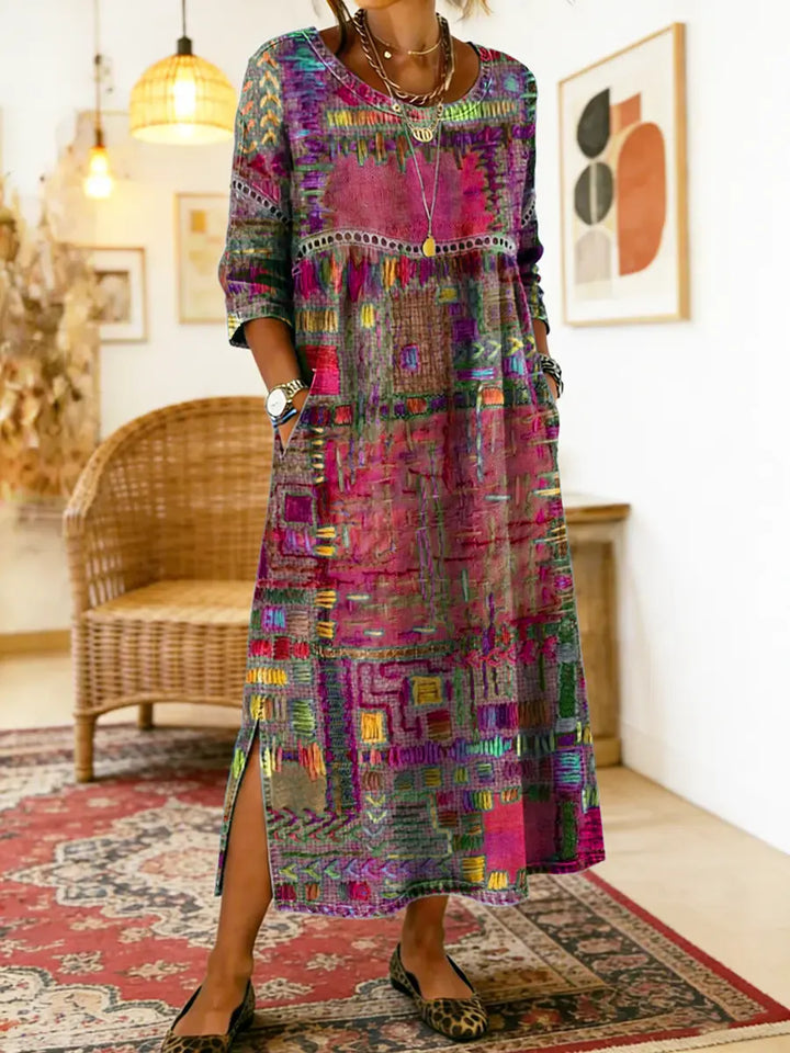Celeste | Artistic Patchwork Maxi Dress