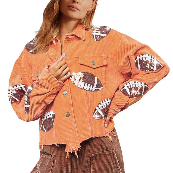 NERISSA™ - Veste de football courte, oversize et chic à boutons