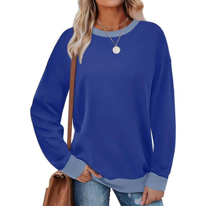 MARGARET™ - Sweat-shirt tunique à manches longues et col rond avec bordure contrastée