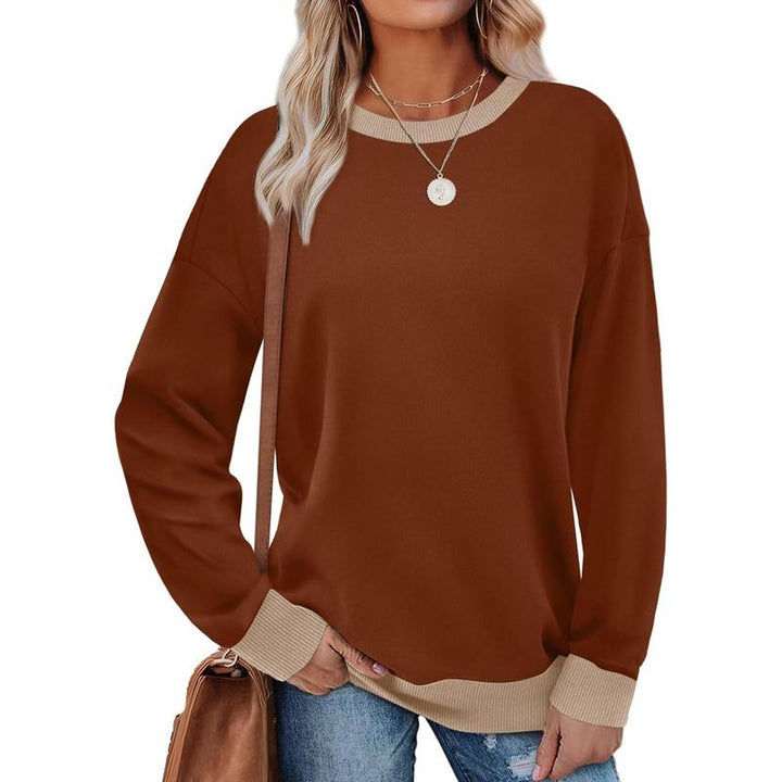 MARGARET™ - Sweat-shirt tunique à manches longues et col rond avec bordure contrastée