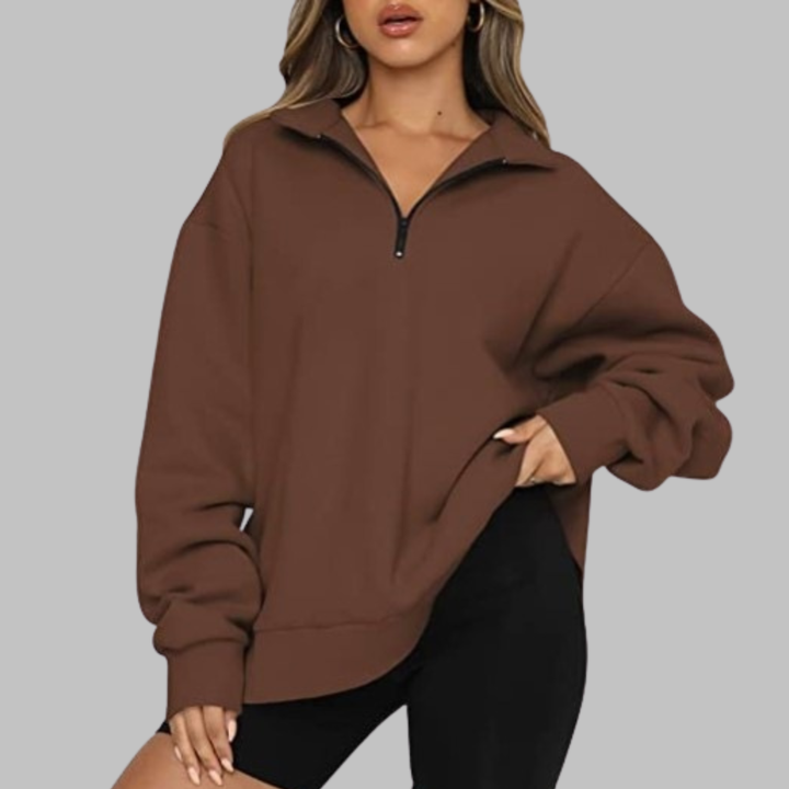 TENLEY™ - Sweat-shirt décontracté oversize à manches longues et demi-zip