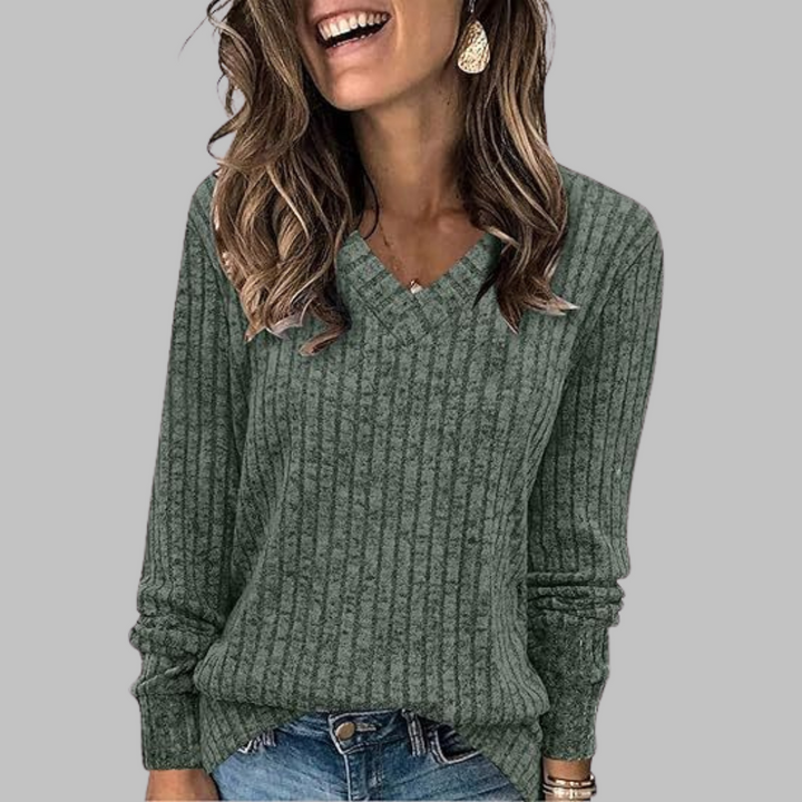 KASHA™ - Pull décontracté à manches longues et col en V