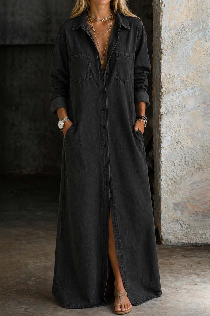 Margaret | Relaxed Denim Maxi Dress