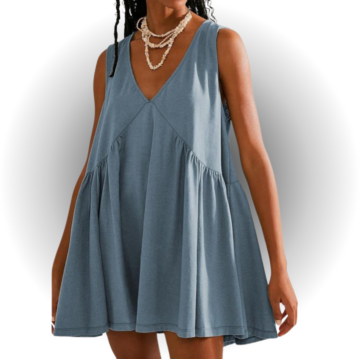 GARNETH™ – Robe mini d'été décontractée sans manches à col en V