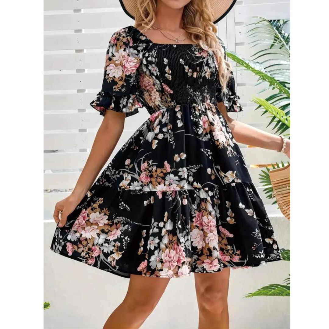 ISOLDE™ – Robe d'été vintage à manches volantées et imprimé floral