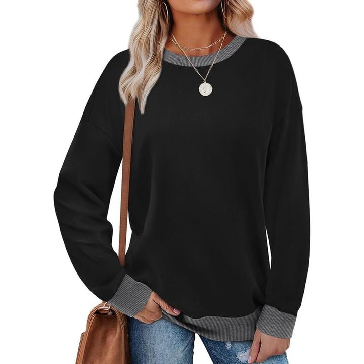 MARGARET™ - Sweat-shirt tunique à manches longues et col rond avec bordure contrastée