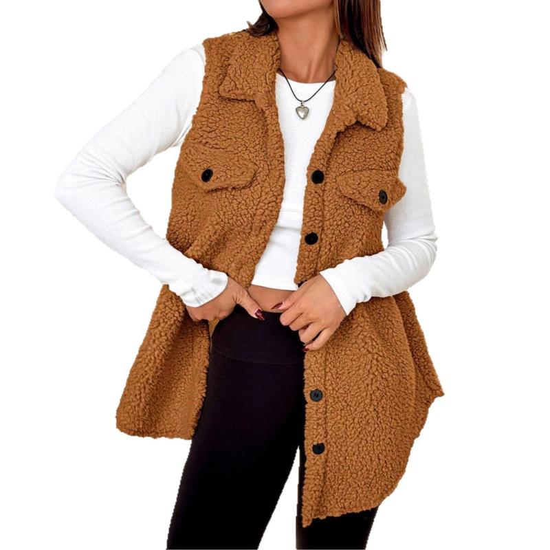 SOPHIE™ - Veste sans manches chaude en sherpa avec fermeture boutonnée pour les journées froides