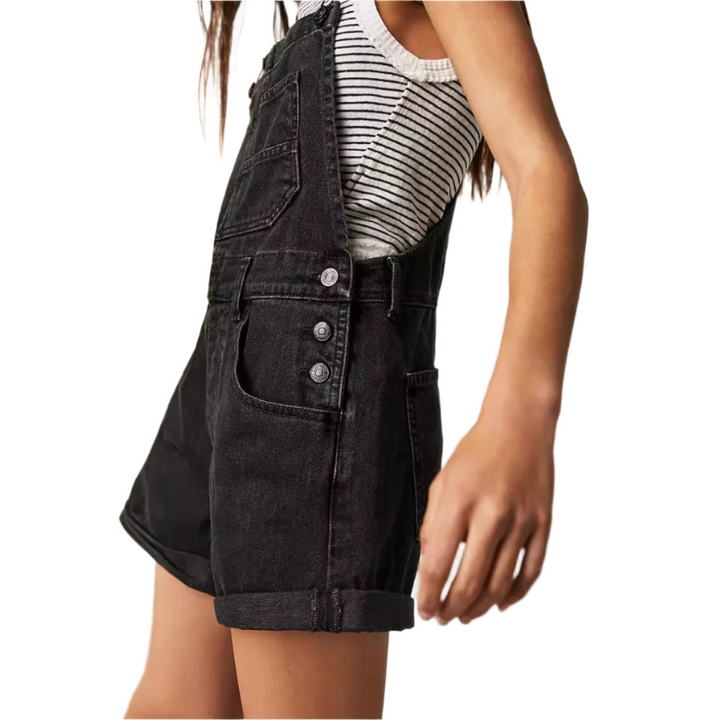REMITA™ - Short salopette en jean vintage ajustable