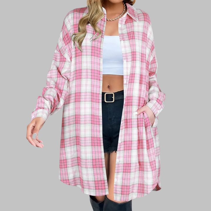 CINA™ - Veste élégante à carreaux à manches longues et boutons