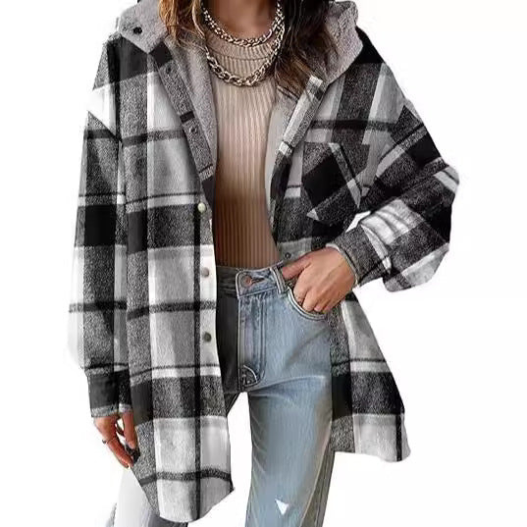 TALLULAH™ - Veste à carreaux à capuche coupe décontractée
