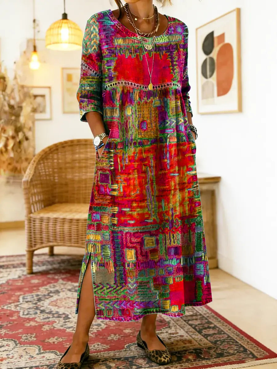 Celeste | Artistic Patchwork Maxi Dress