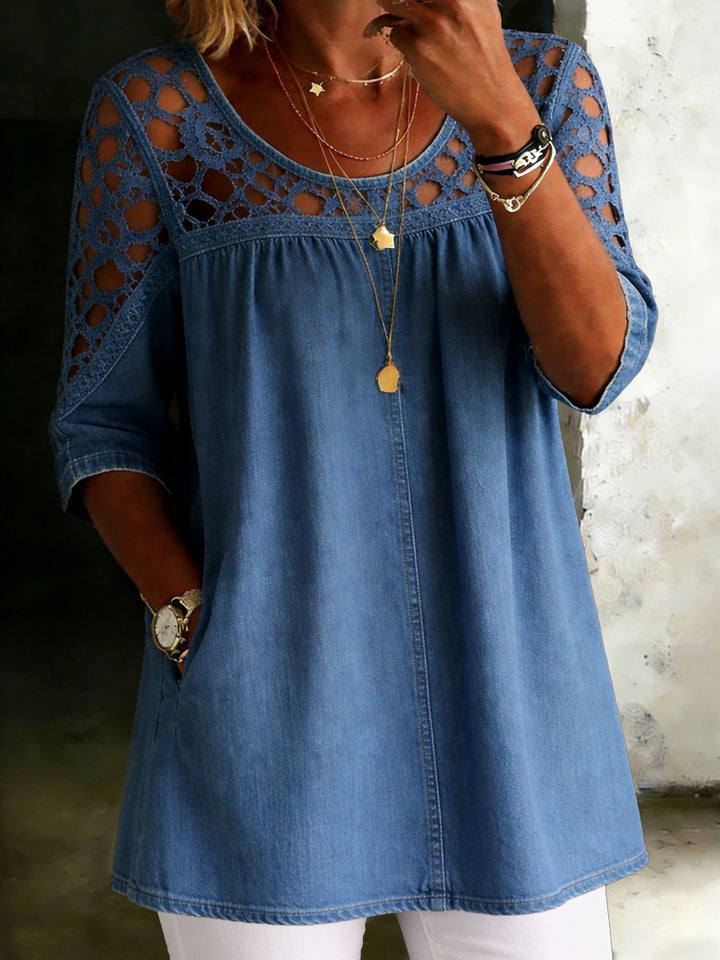 Women’s Casual Loose-Fit Denim Blouse