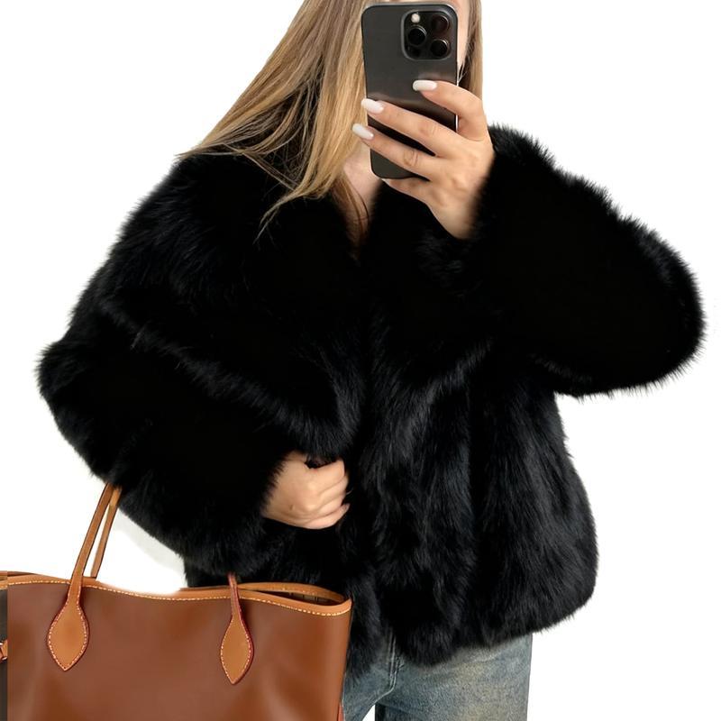 LAURENCE™ - Manteau court en fausse fourrure tendance pour les tenues d'automne et d'hiver