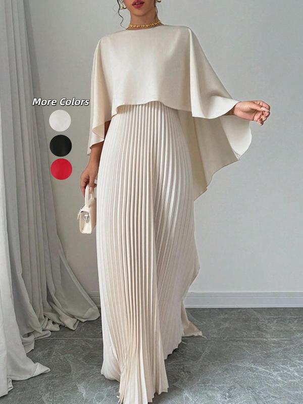 NORIE™ - Robe longue élégante à manches cape plissées