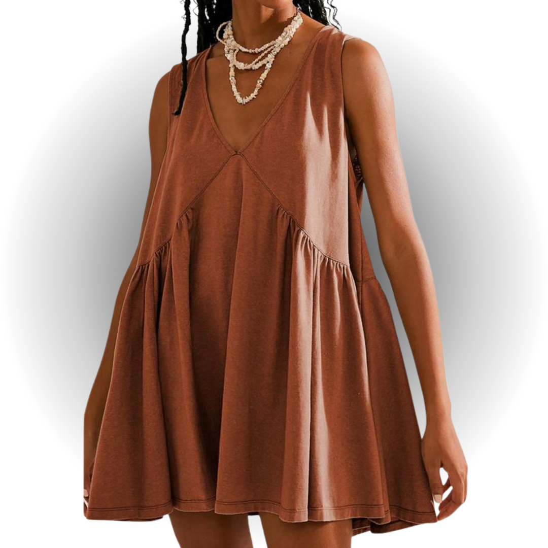 GARNETH™ – Robe mini d'été décontractée sans manches à col en V