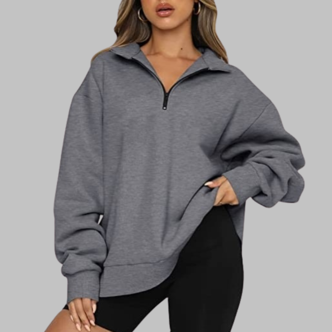 TENLEY™ - Sweat-shirt décontracté oversize à manches longues et demi-zip