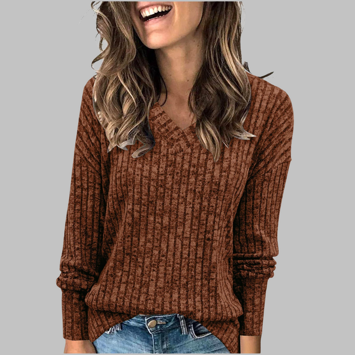 KASHA™ - Pull décontracté à manches longues et col en V