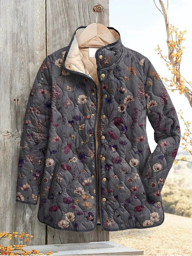 Kaia | Charming Vintage Floral Print Quilted Jacket