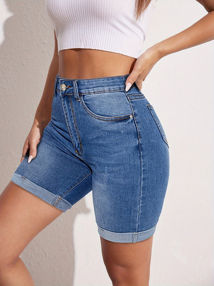 RAPHAELLE™ - Short en jean bermuda stretch