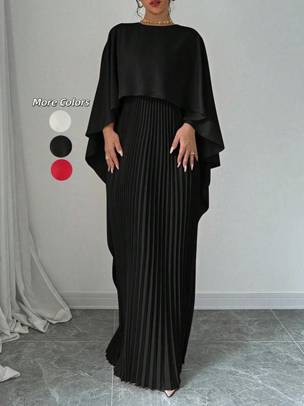 NORIE™ - Robe longue élégante à manches cape plissées