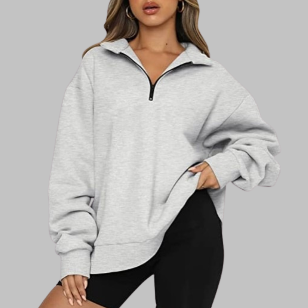 TENLEY™ - Sweat-shirt décontracté oversize à manches longues et demi-zip