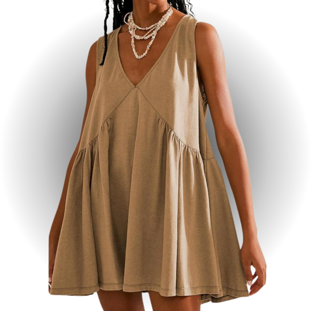 GARNETH™ – Robe mini d'été décontractée sans manches à col en V